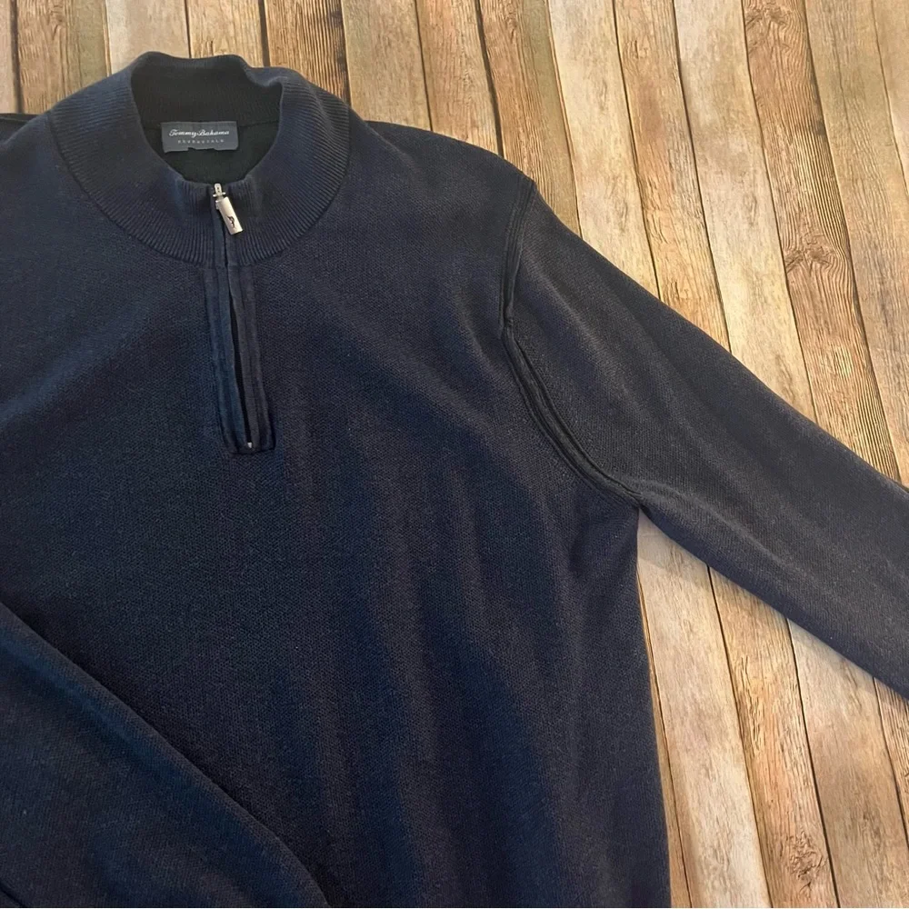Tommy Bahama mens Reversible knit quarter zip sweater | size Extra large